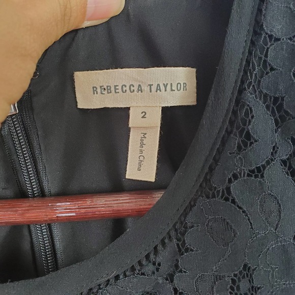 Rebecca Taylor Navy Blue Sleeveless Crew Neck Lace Sheath Cocktail Dress Size 2 - Picture 5 of 12